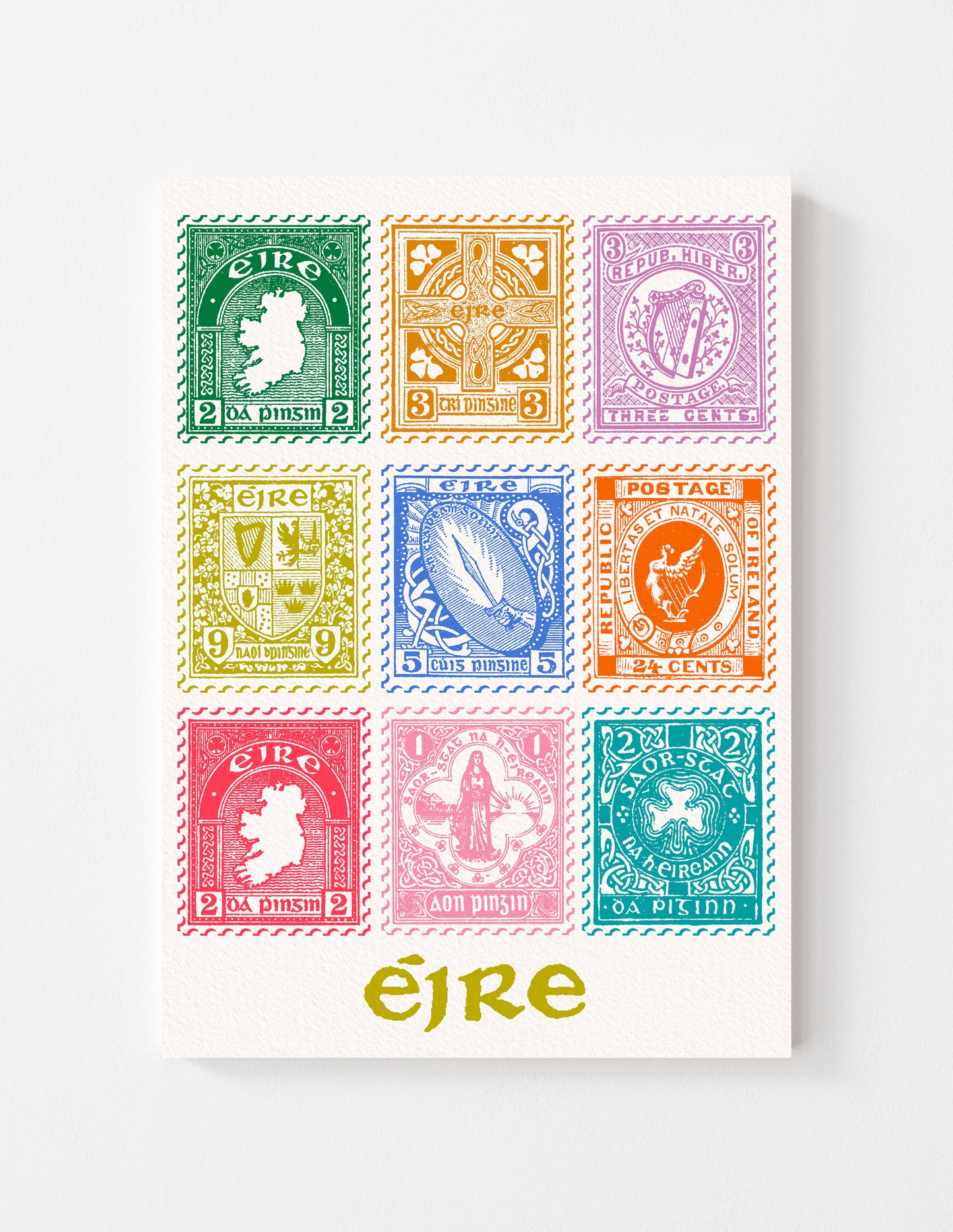 Irish Vintage Stamps Wall Art Print alternative view | Mauds Studio