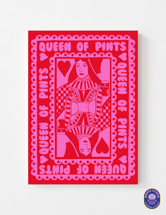 Pink And Red Queen Of Pints Playing Card lifestyle photo | Mauds Studio