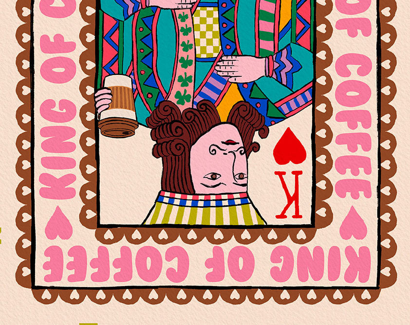 King of Coffee Playing Card | Wall Art Print close up detail | Mauds Studio