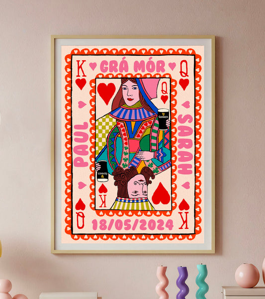 Personalised Grá Mór Irish Playing Card | Wall Art Print shown in a room setting | Mauds Studio