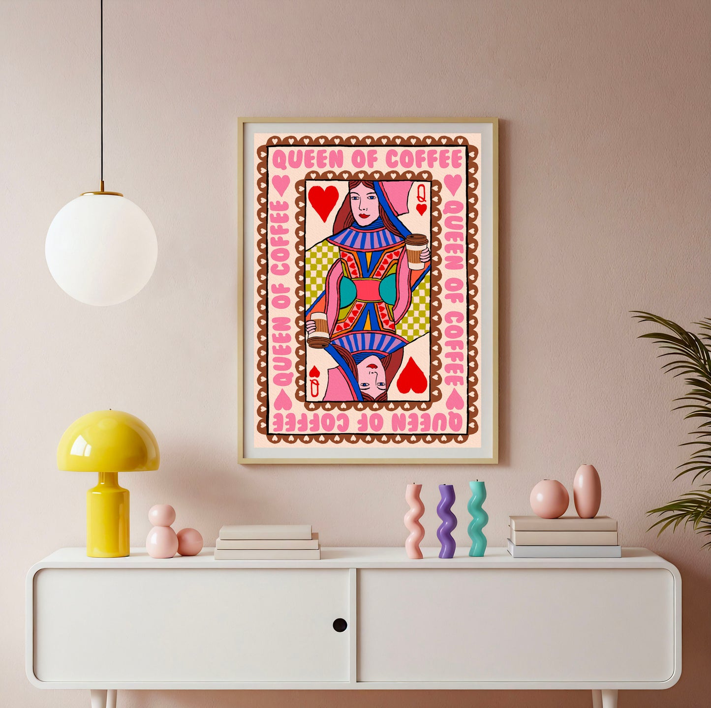 Queen of Coffee | Playing Card Wall Art Print alternative view | Mauds Studio
