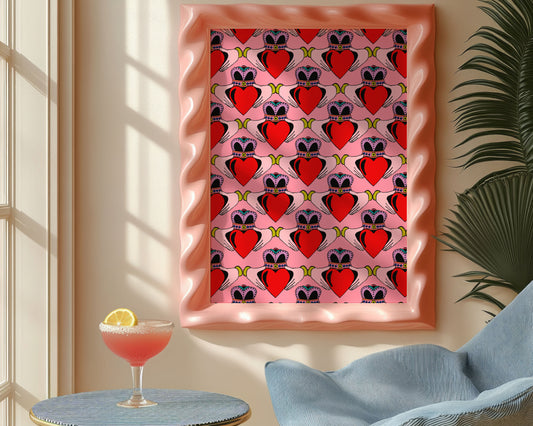 Pink Claddagh Irish Love | Wall Art Print shown in a room setting | Mauds Studio