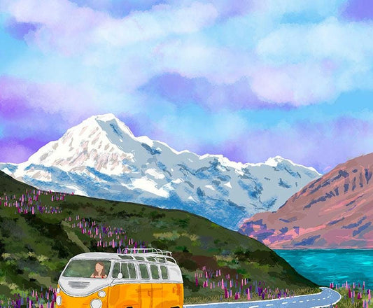 New Zealand - Mount Cook & Lake Pukaki Print shown in a room setting | Mauds Studio