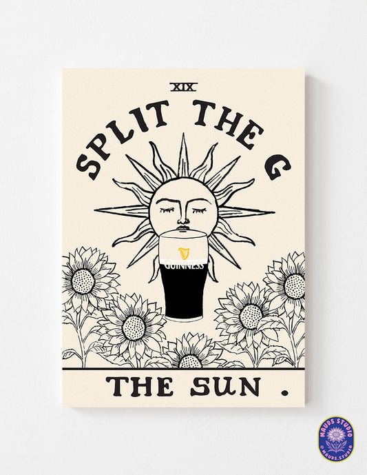 Split The G - Guinness Tarot Card Print shown in a room setting | Mauds Studio