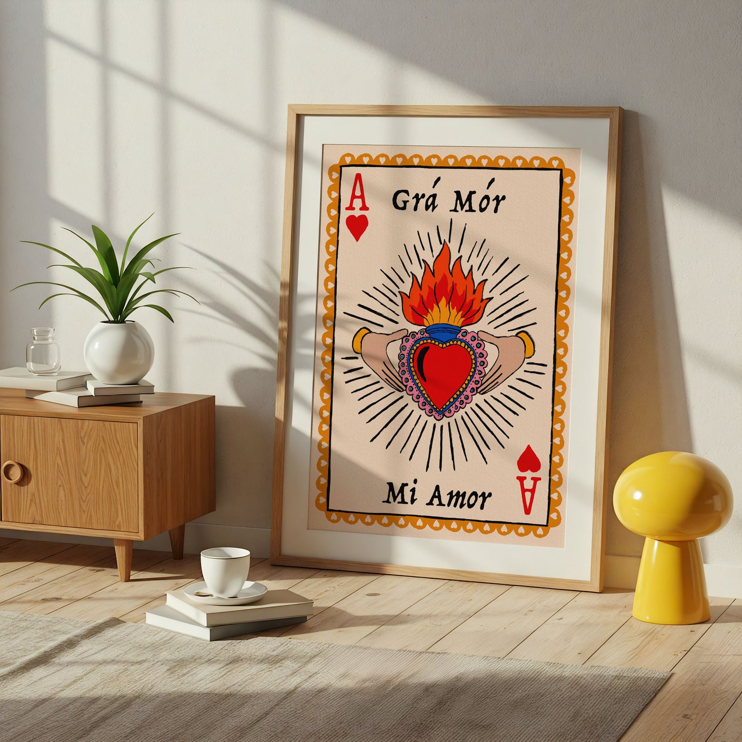 Grá Mór - Mi Amor | Claddagh & Sacred Heart Wall Art Print | Mauds Studio