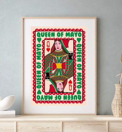 Personalised Irish County Prints- Queen Playing Card Wall Art - GAA print