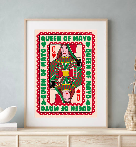 Personalised Irish County Prints- Queen Playing Card Wall Art - GAA print