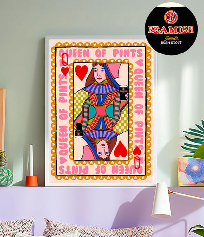 Queen of Pints Beamish Irish Playing Card | Wall Art Print | Mauds Studio