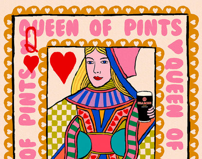 Queen of Pints Beamish Irish Playing Card | Wall Art Print | Mauds Studio