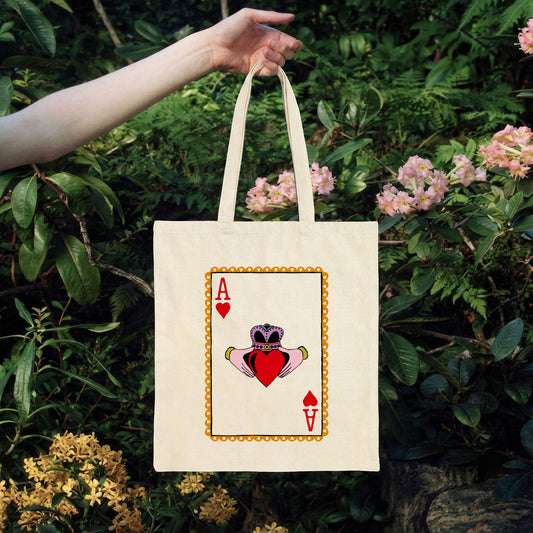 Irish Claddagh | Ace Playing Card Graphic Tote Bag | Mauds Studio