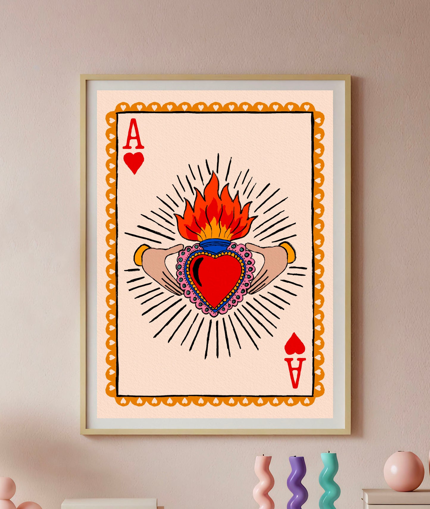Claddagh Sacred Heart Print | Irish Language Print- Grá mór or Céad míle fáilte