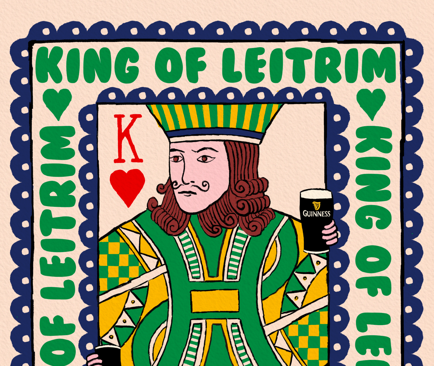Personalised Irish County Prints-  King Playing Card Wall Art - GAA print
