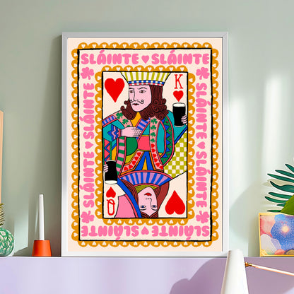 King & Queen of Hearts | Sláinte Irish Playing Card Wall Art Print