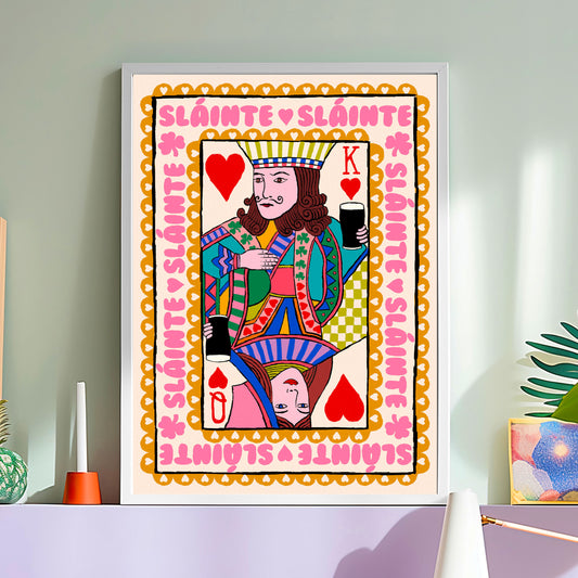 King & Queen of Hearts | Sláinte Irish Playing Card Wall Art Print
