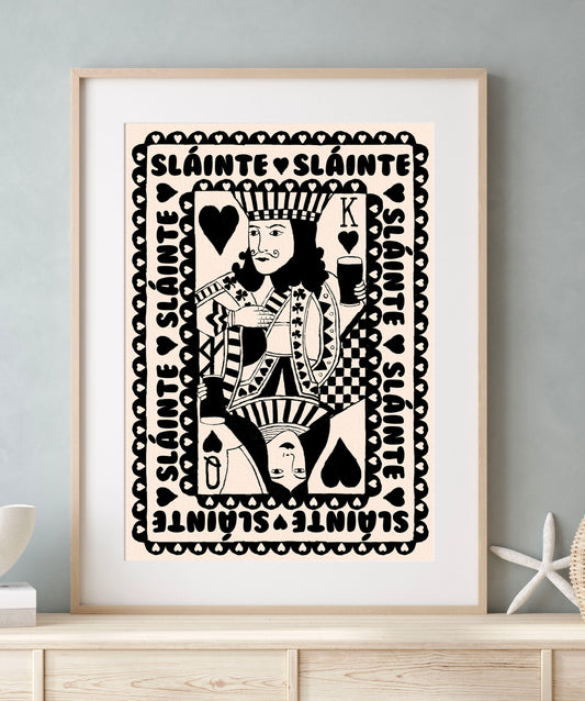 Sláinte King And Queen B&W Art Print
