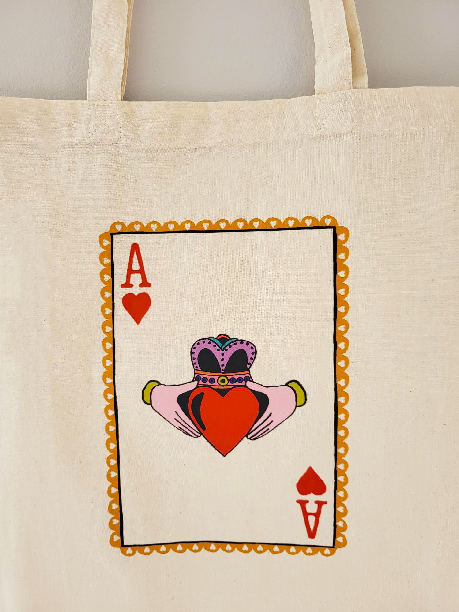 Irish Claddagh | Ace Playing Card Graphic Tote Bag | Mauds Studio
