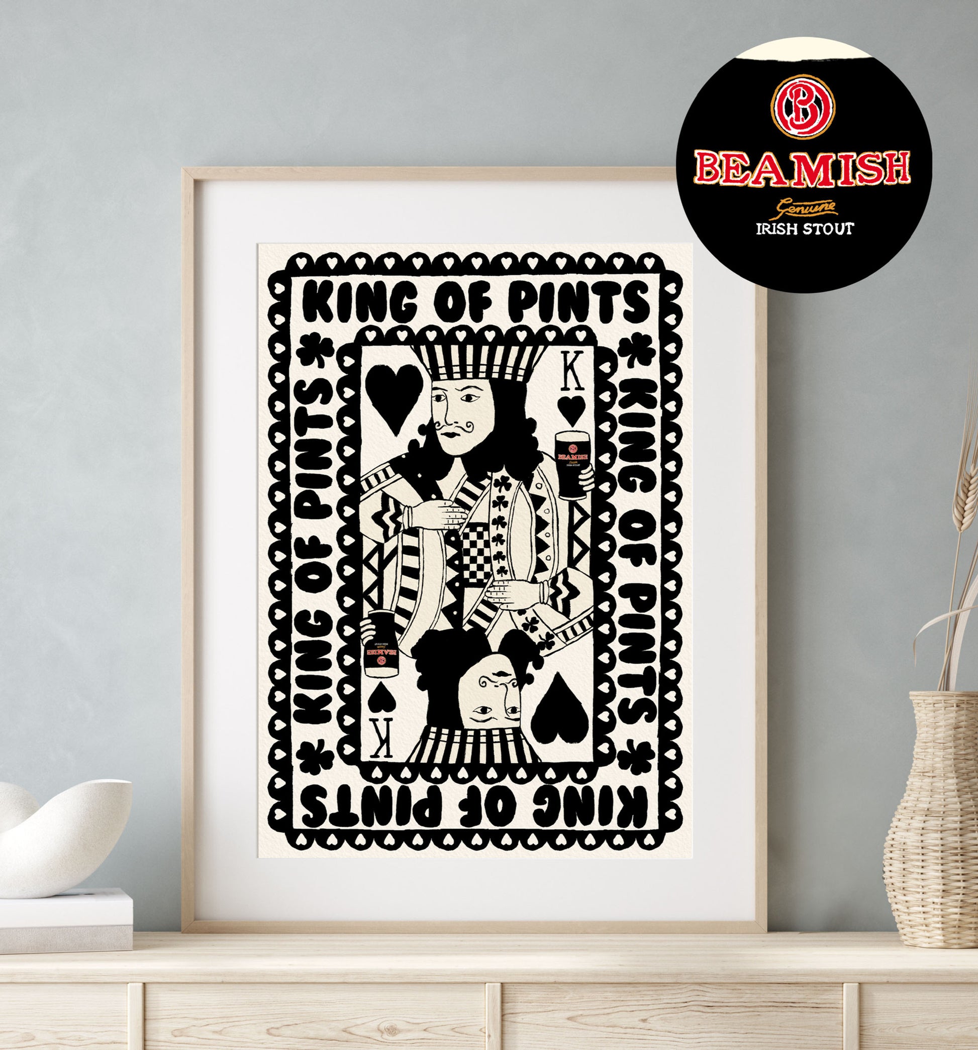 Beamish King Of Pints Playing Card | Black And White | Mauds Studio