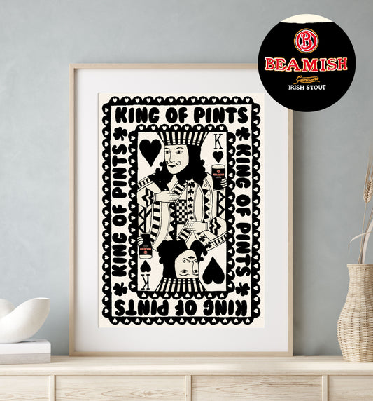 Beamish King Of Pints Playing Card | Black And White | Mauds Studio