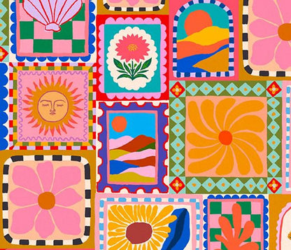 Travel Stamps & Flower Print alternative view | Mauds Studio