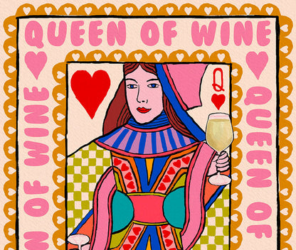 Queen of Wine Playing Card Wall Art Print | Red Or White product photo 5 | Mauds Studio