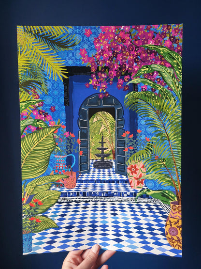 Majorelle Garden Morocco Wall Art Print close up detail | Mauds Studio