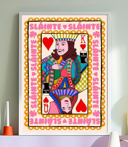 King & Queen of Hearts | Sláinte Irish Playing Card Wall Art Print | Mauds Studio
