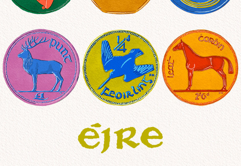 Vintage Irish Coins Wall Art Print alternative view | Mauds Studio