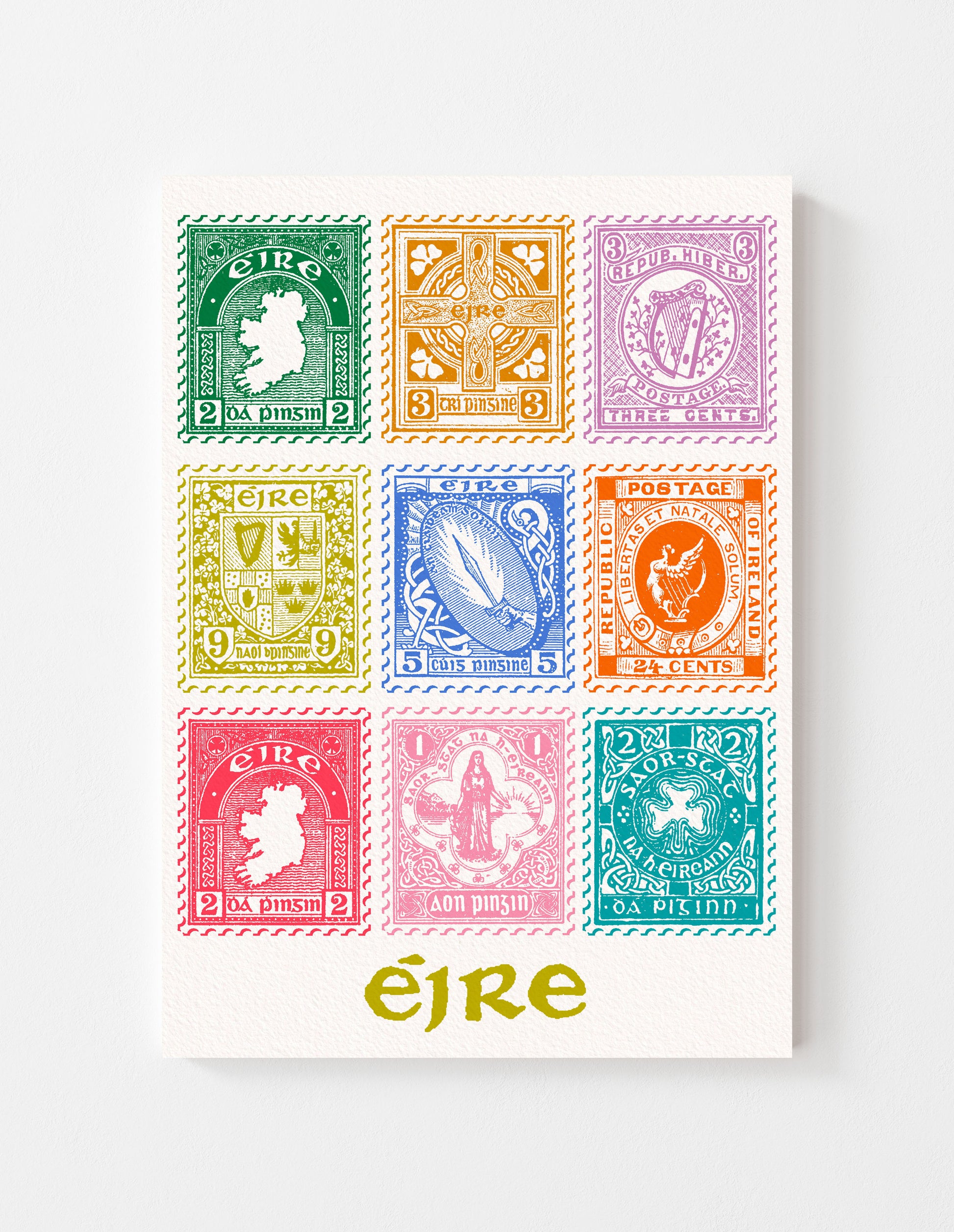 Irish Vintage Stamps Wall Art Print alternative view | Mauds Studio