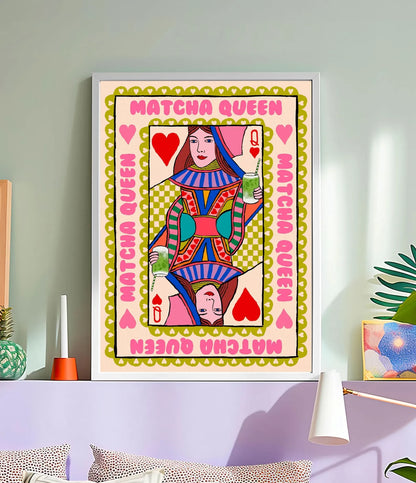 Matcha Queen Playing Card Art Print | Mauds Studio