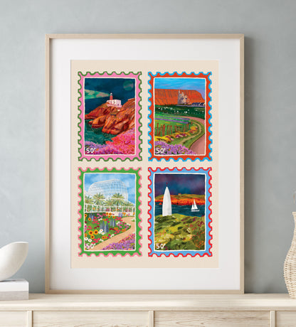 Illustrated Irish Travel Stamp Collection | Wall Art Print | Mauds Studio