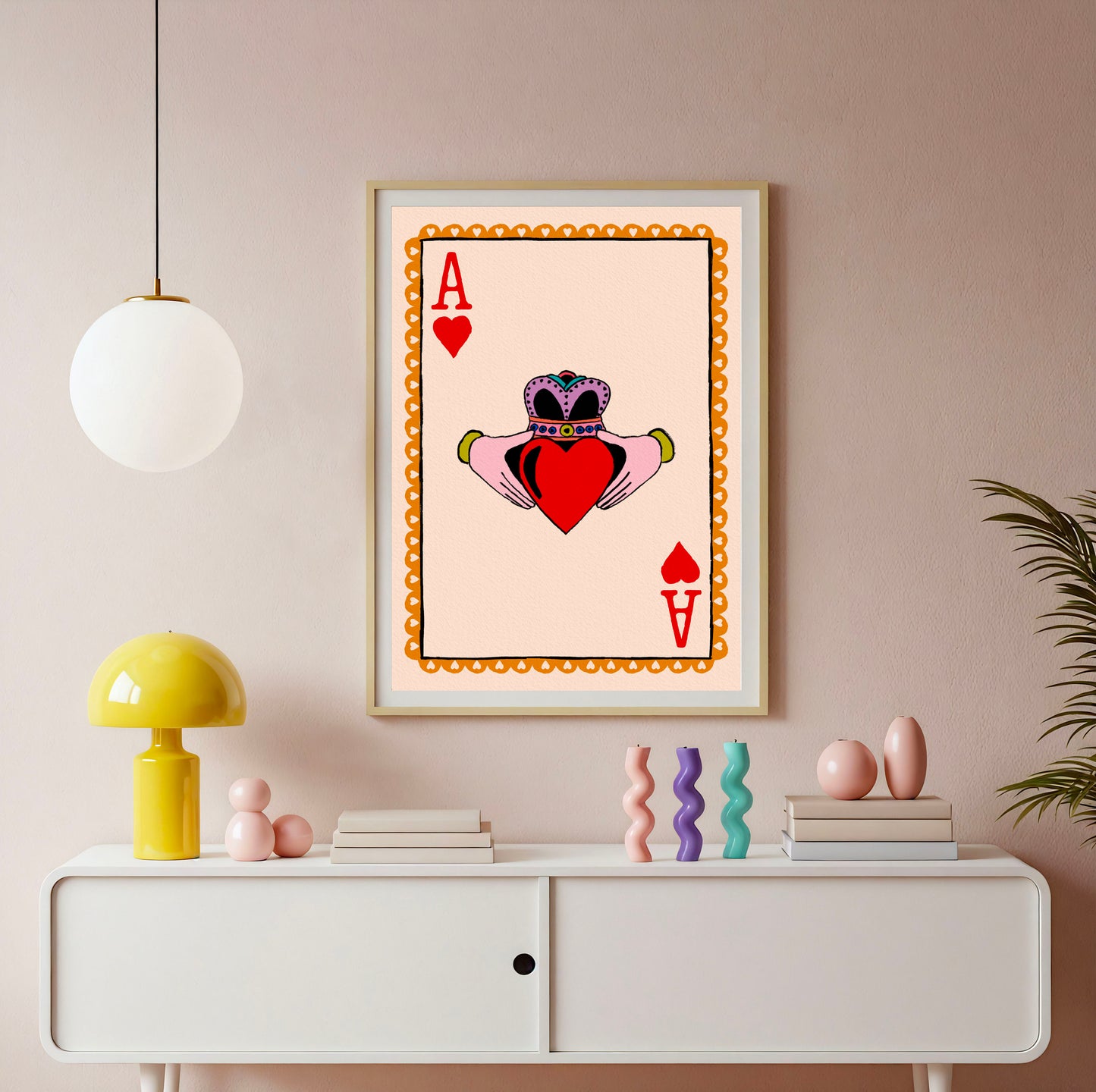 Claddagh Ace of Hearts Irish Wall Art close up detail | Mauds Studio