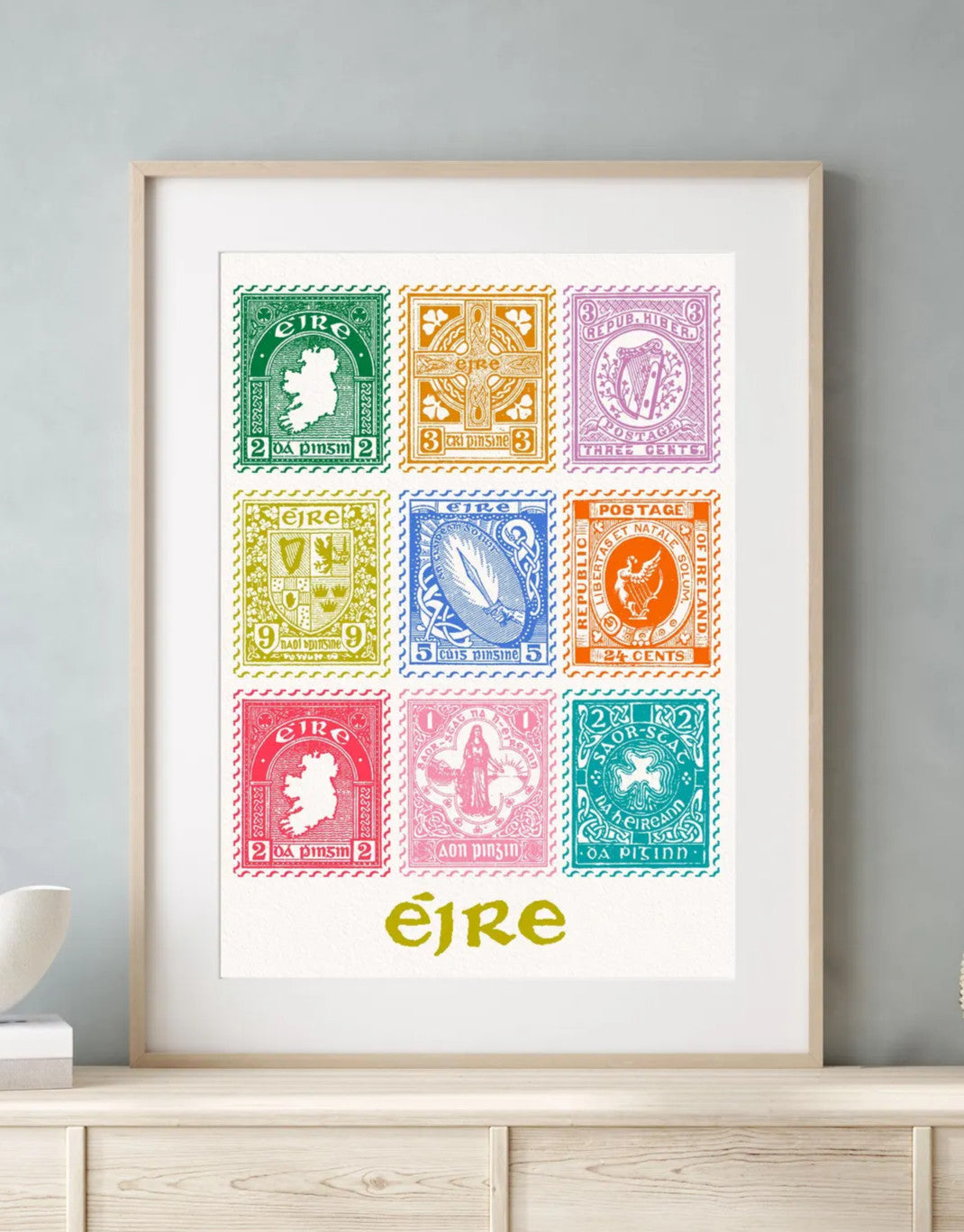 Irish Vintage Stamps Wall Art Print | Mauds Studio
