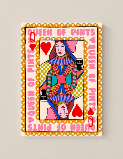 Queen Of Pints Playing Card | Wall Art Print alternative view | Mauds Studio