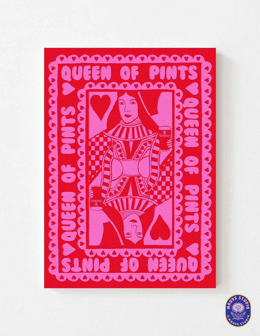 Pink And Red Queen Of Pints Playing Card lifestyle photo | Mauds Studio