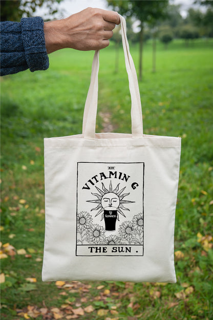 Vitamin G - Guinness | Irish Tarot Card Graphic Tote Bag close up detail | Mauds Studio