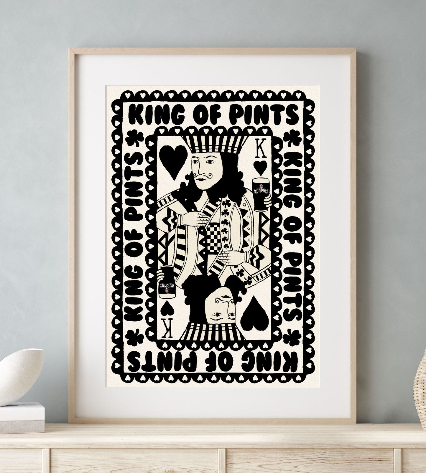 Murphy's King Of Pints Playing Card | Black And White close up detail | Mauds Studio