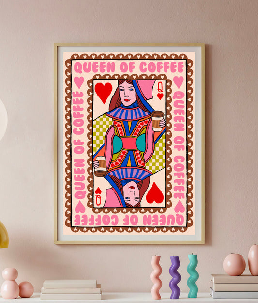 Queen of Coffee | Playing Card Wall Art Print | Mauds Studio