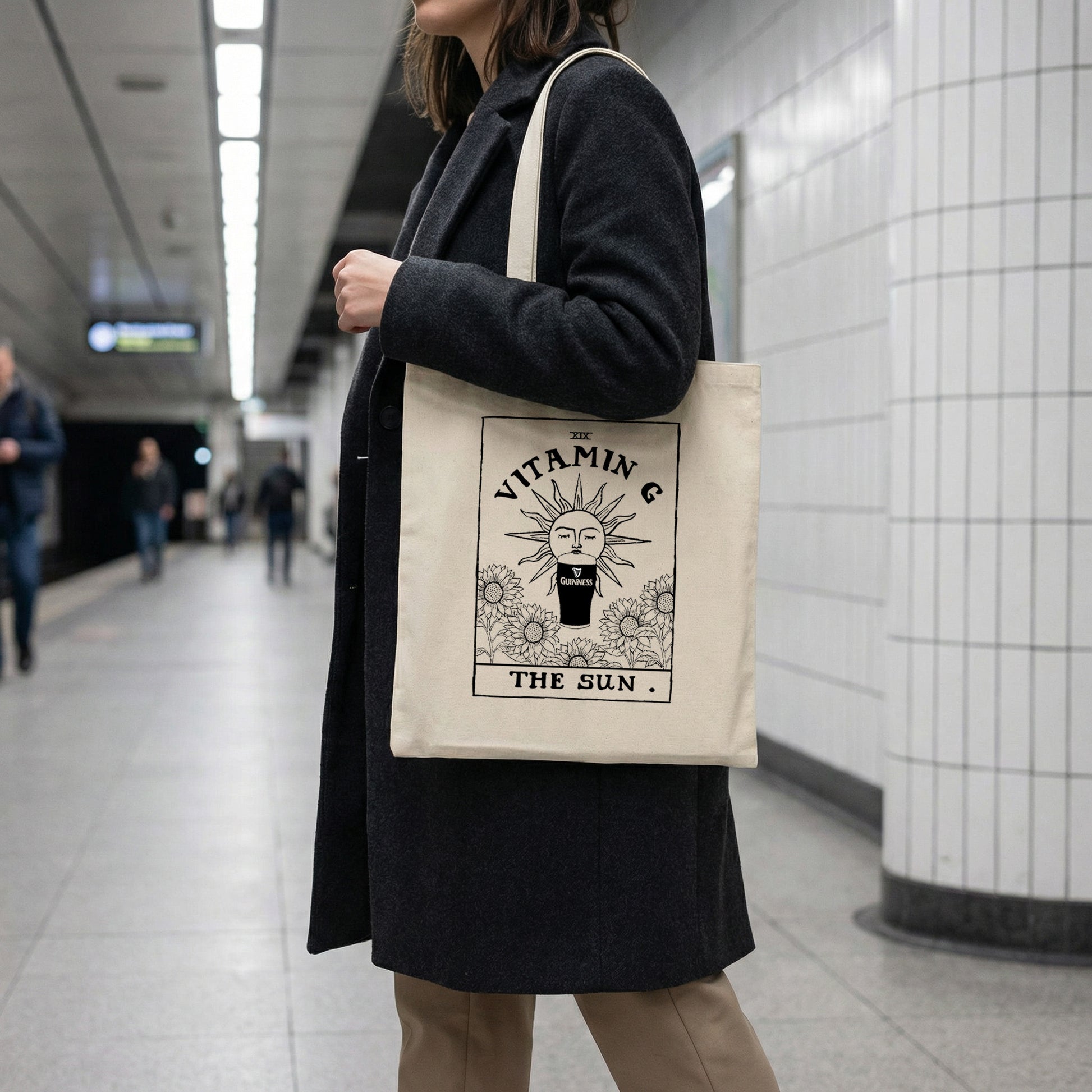 Vitamin G - Guinness | Irish Tarot Card Graphic Tote Bag lifestyle photo | Mauds Studio
