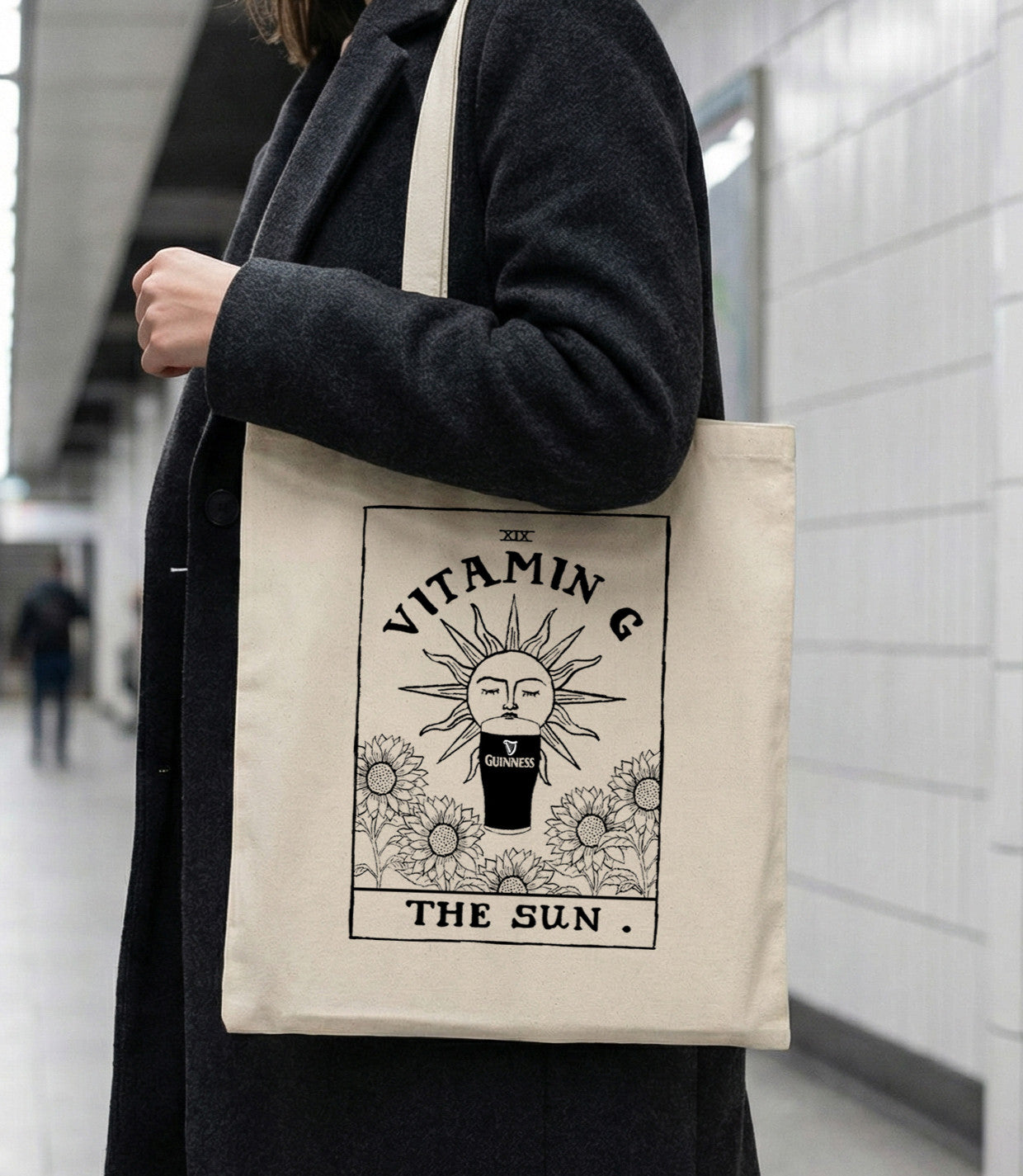 Vitamin G - Guinness | Irish Tarot Card Graphic Tote Bag | Mauds Studio