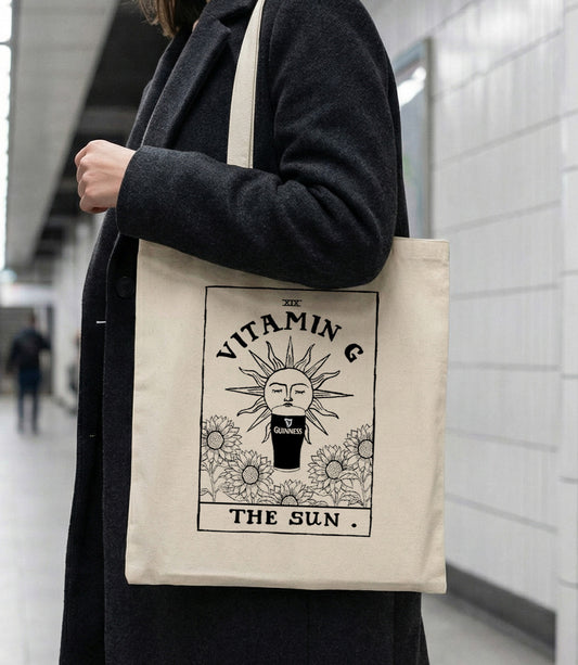 Vitamin G - Guinness | Irish Tarot Card Graphic Tote Bag | Mauds Studio