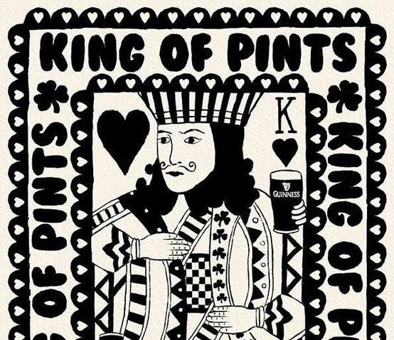 Guinness, King Of Pints Playing Card Print shown in a room setting | Mauds Studio
