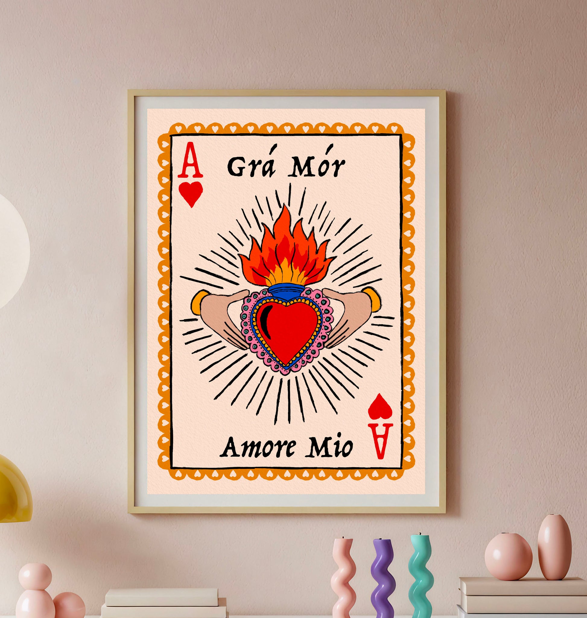 Claddagh Sacred Heart Print | Irish & Italian Grá Mór - Amore Mio | Mauds Studio