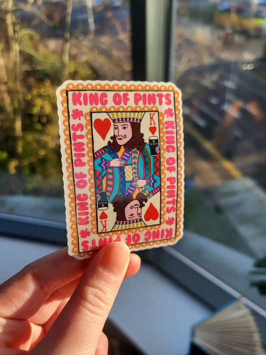 King of Pints Guinness Sticker : Irish Vinyl Sticker shown on a surface | Mauds Studio