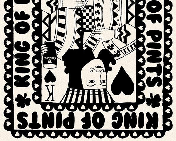 Guinness, King Of Pints Playing Card Print close up detail | Mauds Studio