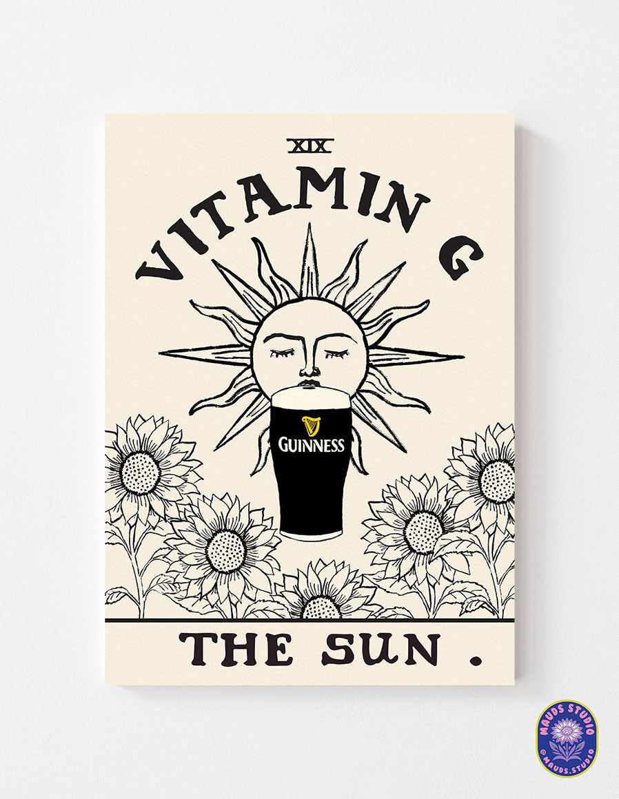 Tarot Card Vitamin G Guinness Print shown in a room setting | Mauds Studio