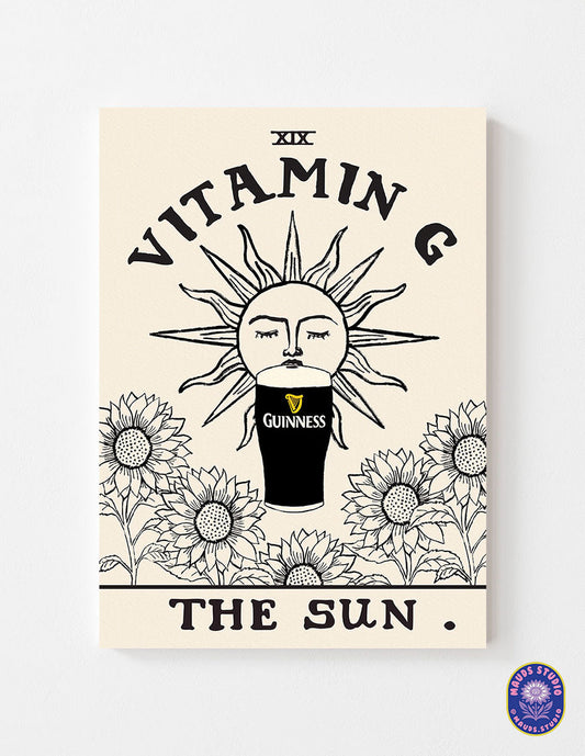 Tarot Card Vitamin G Guinness Print shown in a room setting | Mauds Studio
