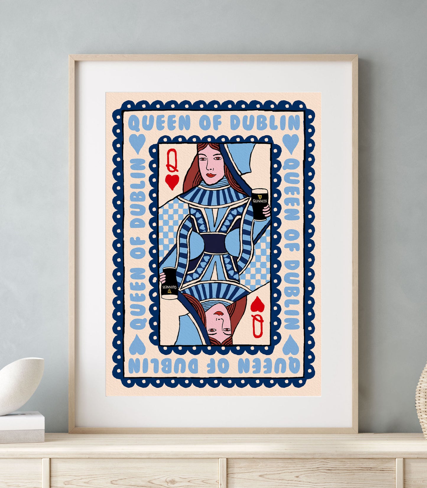 Dublin King or Queen Playing Card Print - Guinness Print shown in a room setting | Mauds Studio
