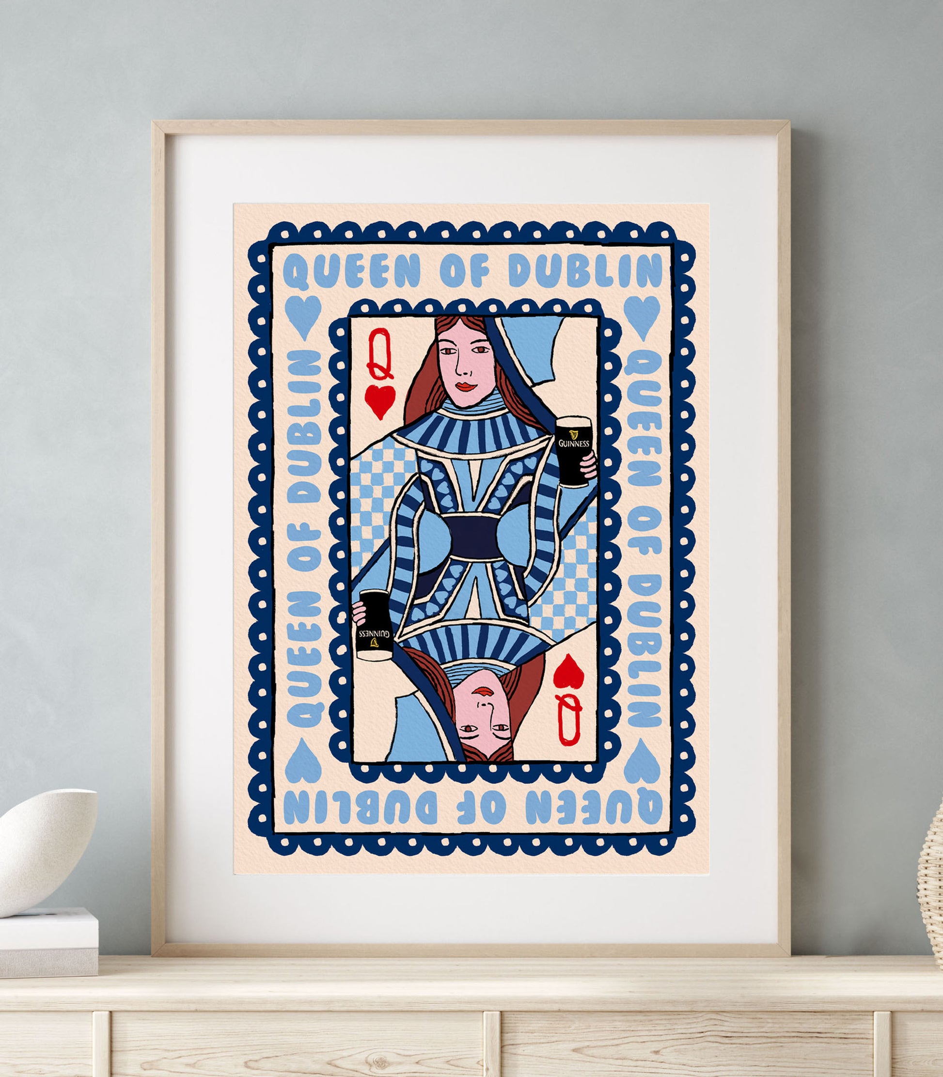 Dublin King or Queen Playing Card Print - Guinness Print shown in a room setting | Mauds Studio