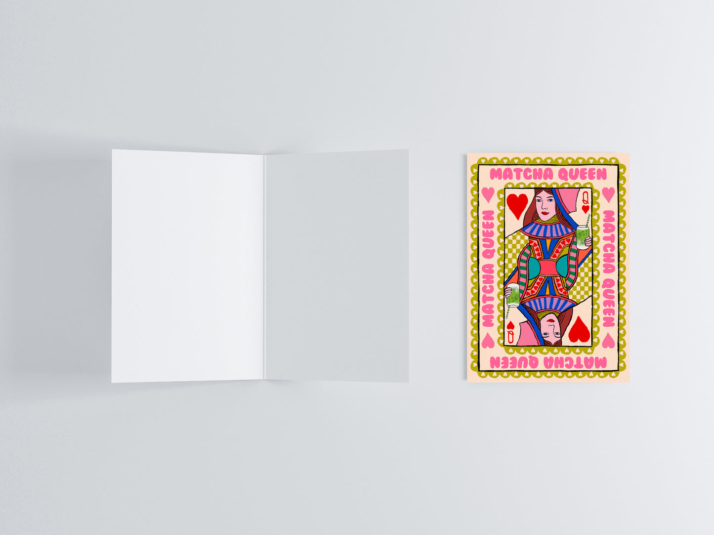 Matcha Queen A6 Greeting Card flat lay photo | Mauds Studio