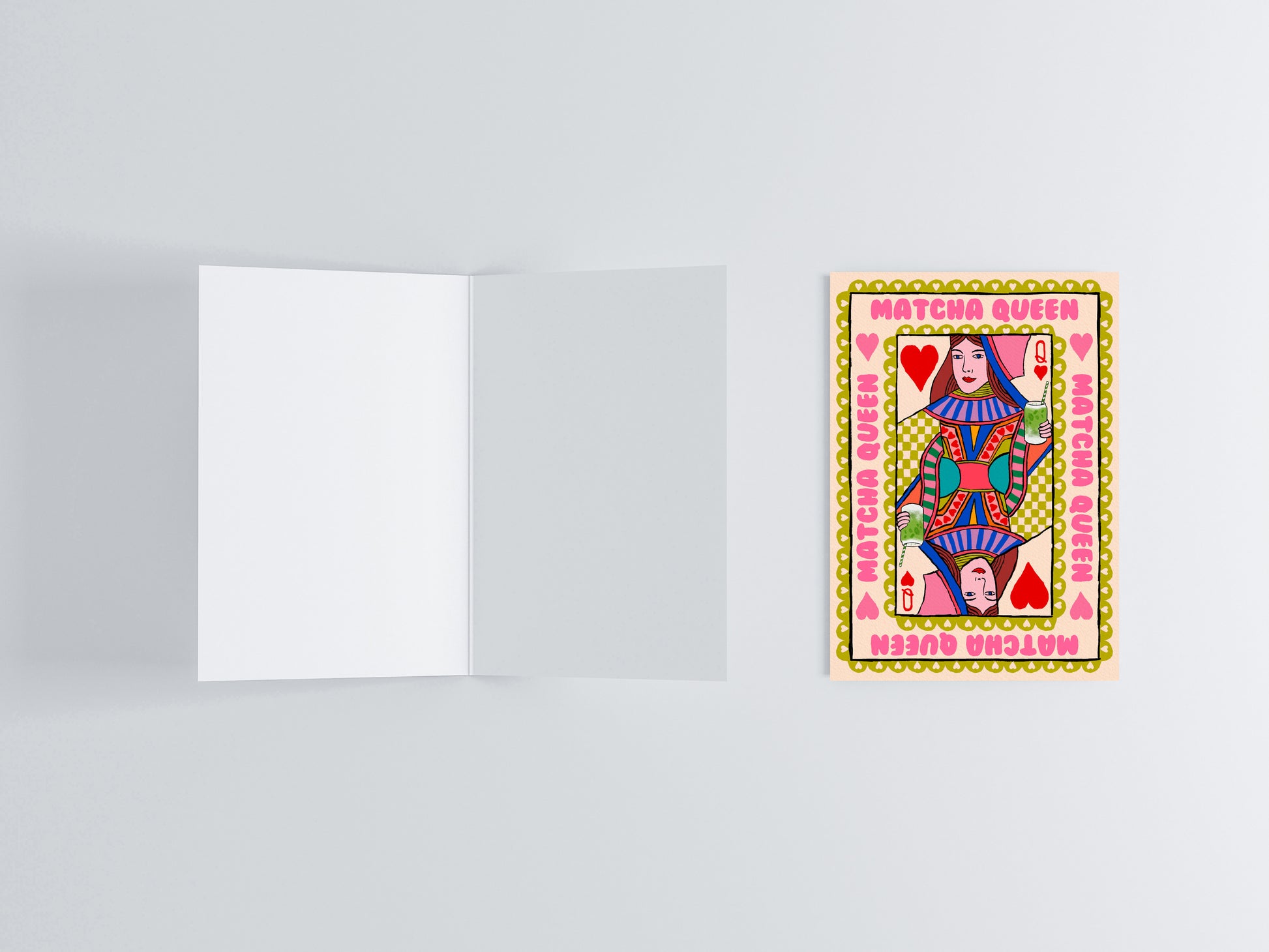 Matcha Queen A6 Greeting Card flat lay photo | Mauds Studio